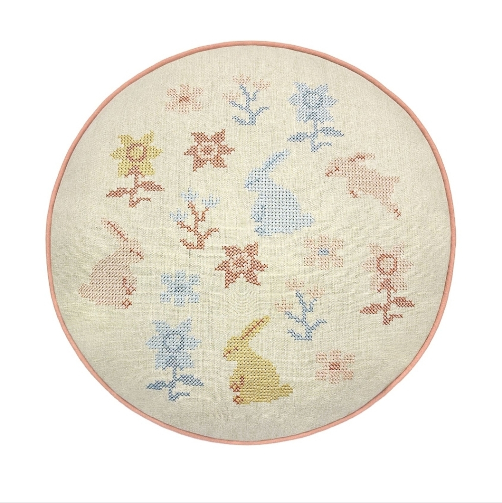 NWT Easter Bunny Cross Stitch Throw Pillow - Celebrate Together